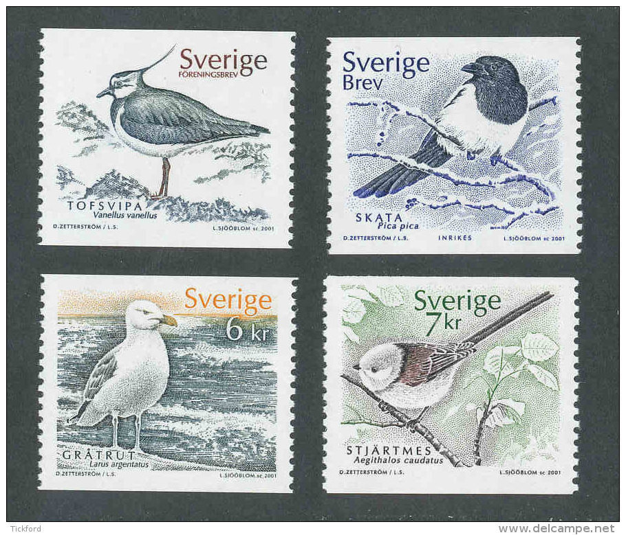 SUEDE 2001 - YT 2210/2213 - Facit 2238/2241 - Neuf ** MNH - Faune, Oiseaux - Unused Stamps
