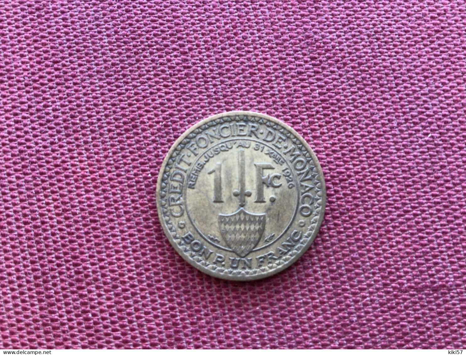 MONACO Monnaie De 1 Franc 1924 RARE - 1922-1949 Louis II.