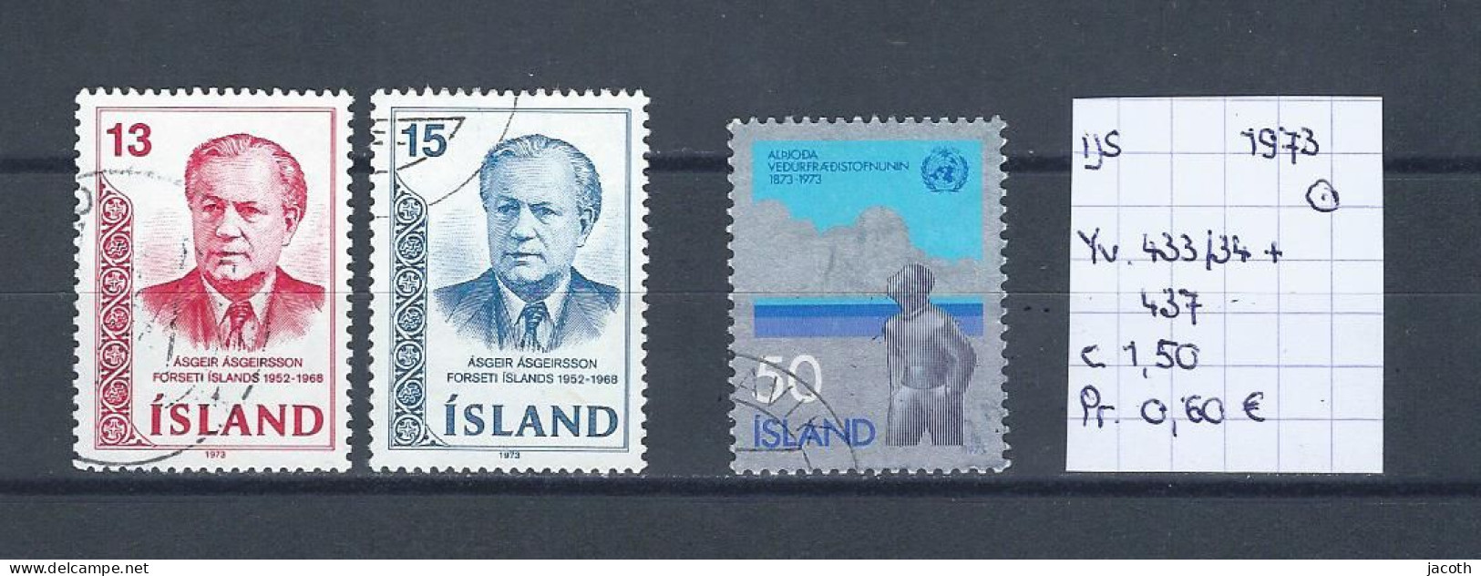 (TJ) IJsland 1973 - YT 433/34 + 437 (gest./obl./used) - Usados