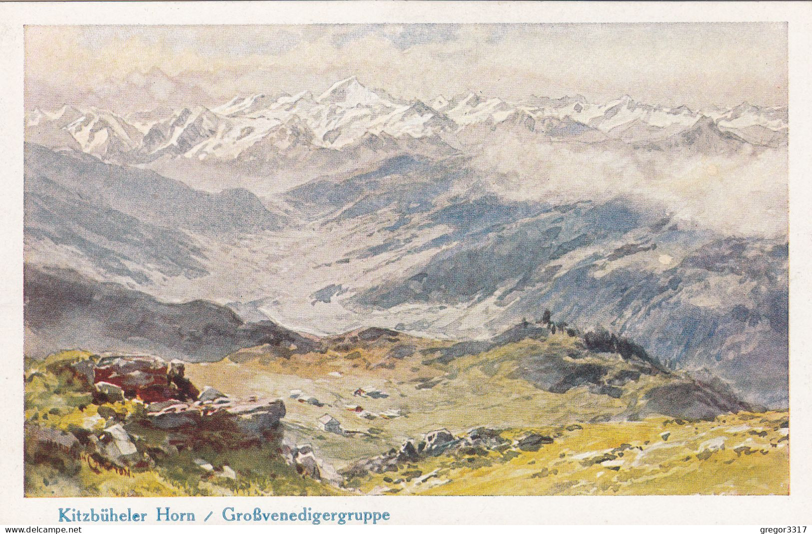 D9764) KITZBÜHELER HORN - Großvenedigergruppe  - Signiert E.T. COMPTON - Tolle Alte AK !! 1927 - Compton, E.T.