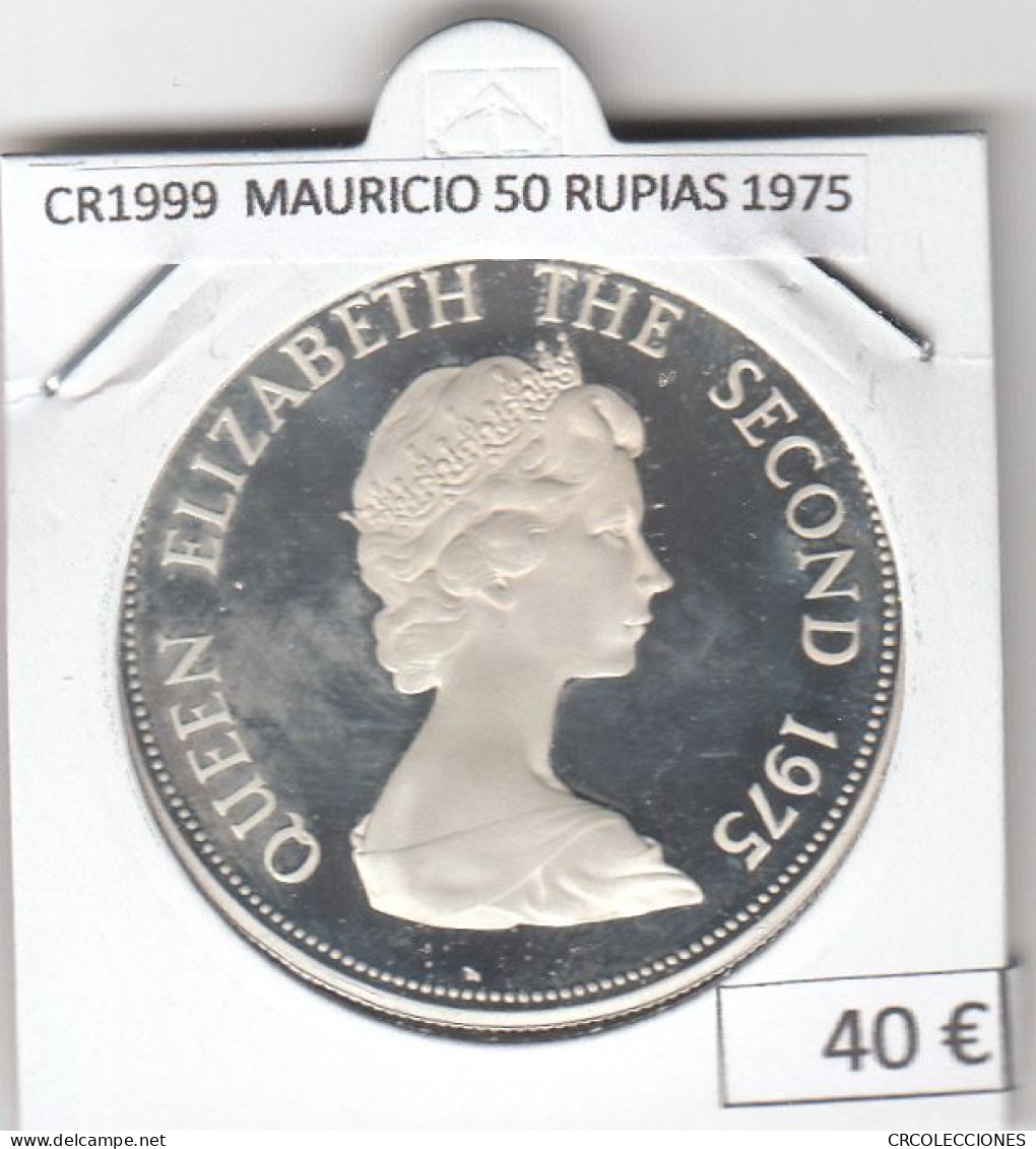 CR1999 MONEDA MAURICIO 50 RUPIAS 1975 PLATA - Maurice