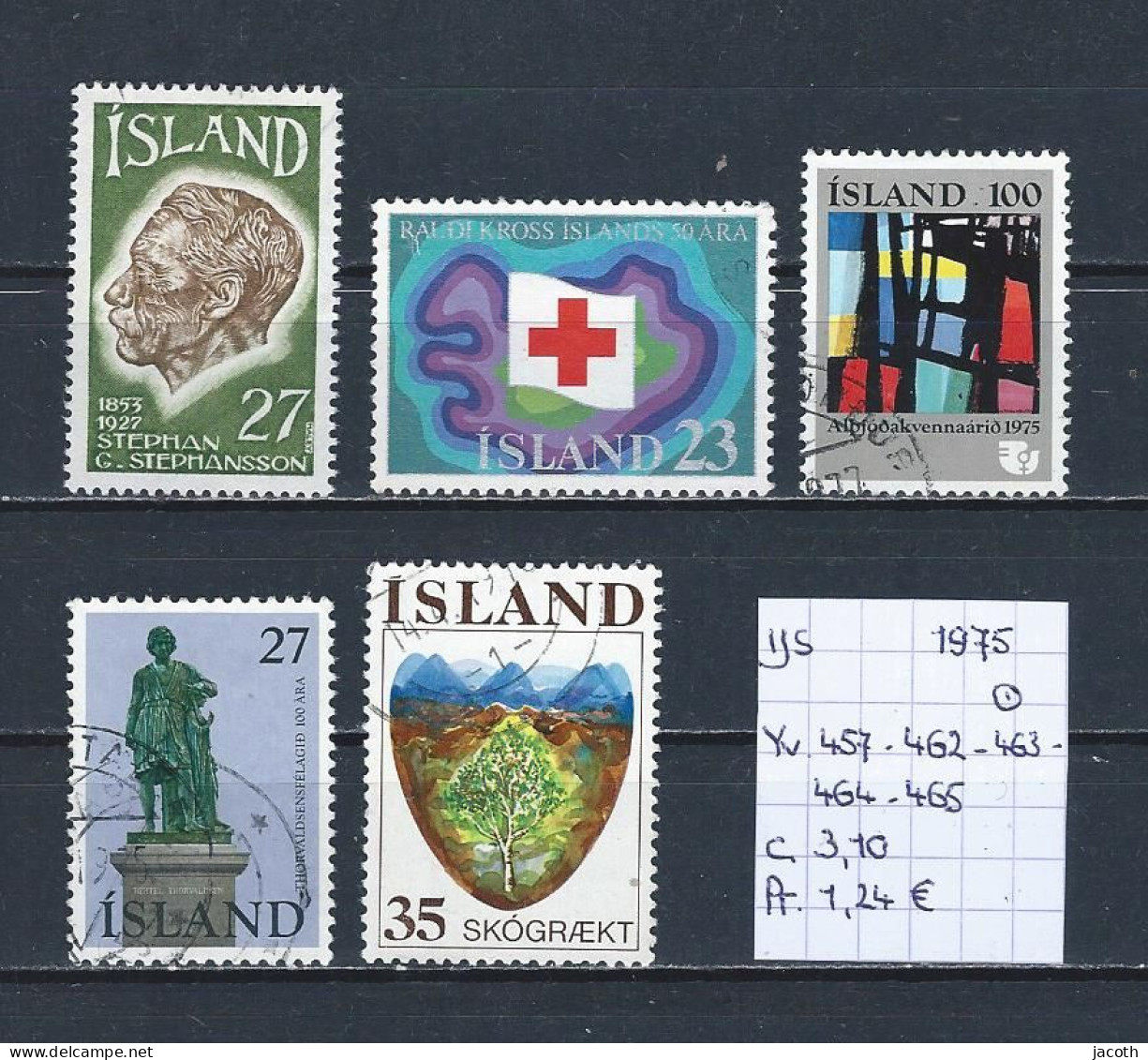(TJ) IJsland 1975 - YT 457 + 462 + 463 + 464 + 465 (gest./obl./used) - Gebruikt