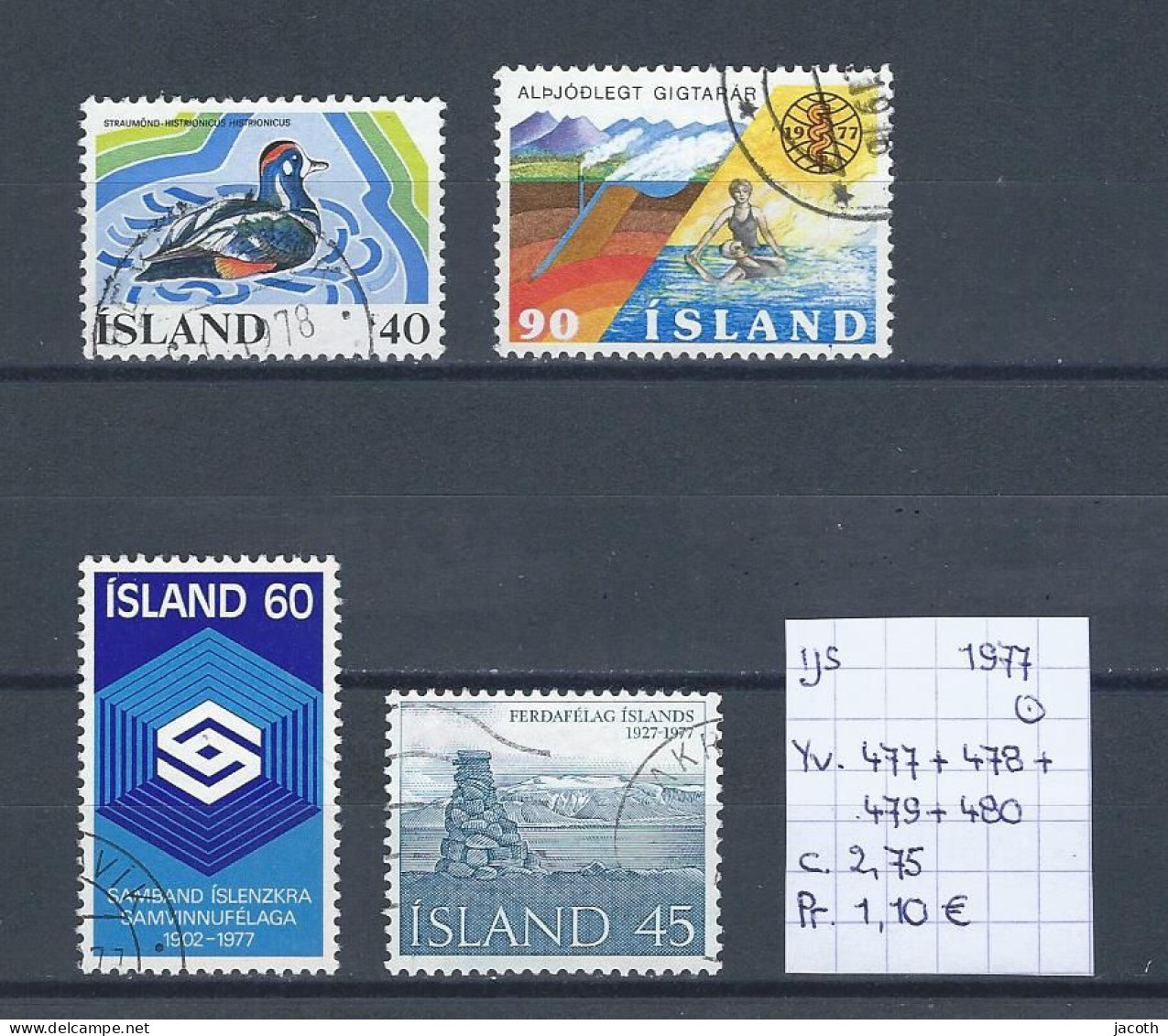 (TJ) IJsland 1977 - YT 477 + 478 + 479 + 480 (gest./obl./used) - Gebraucht
