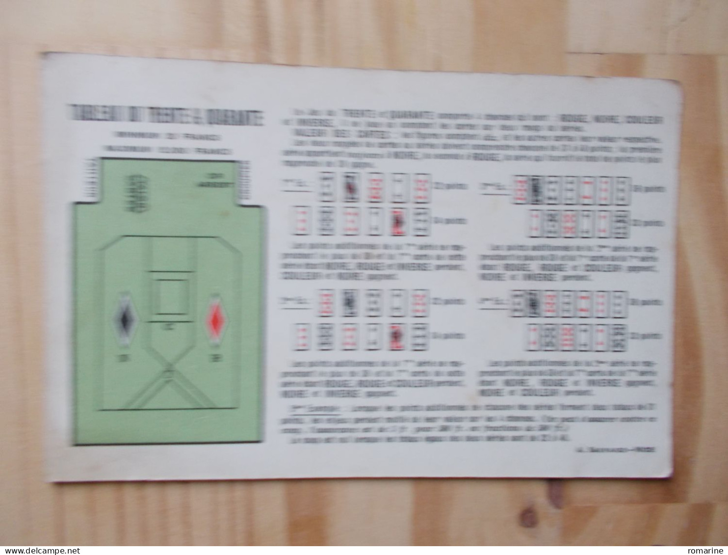 Tableau Du Trente Et Quarante - Cartes à Jouer