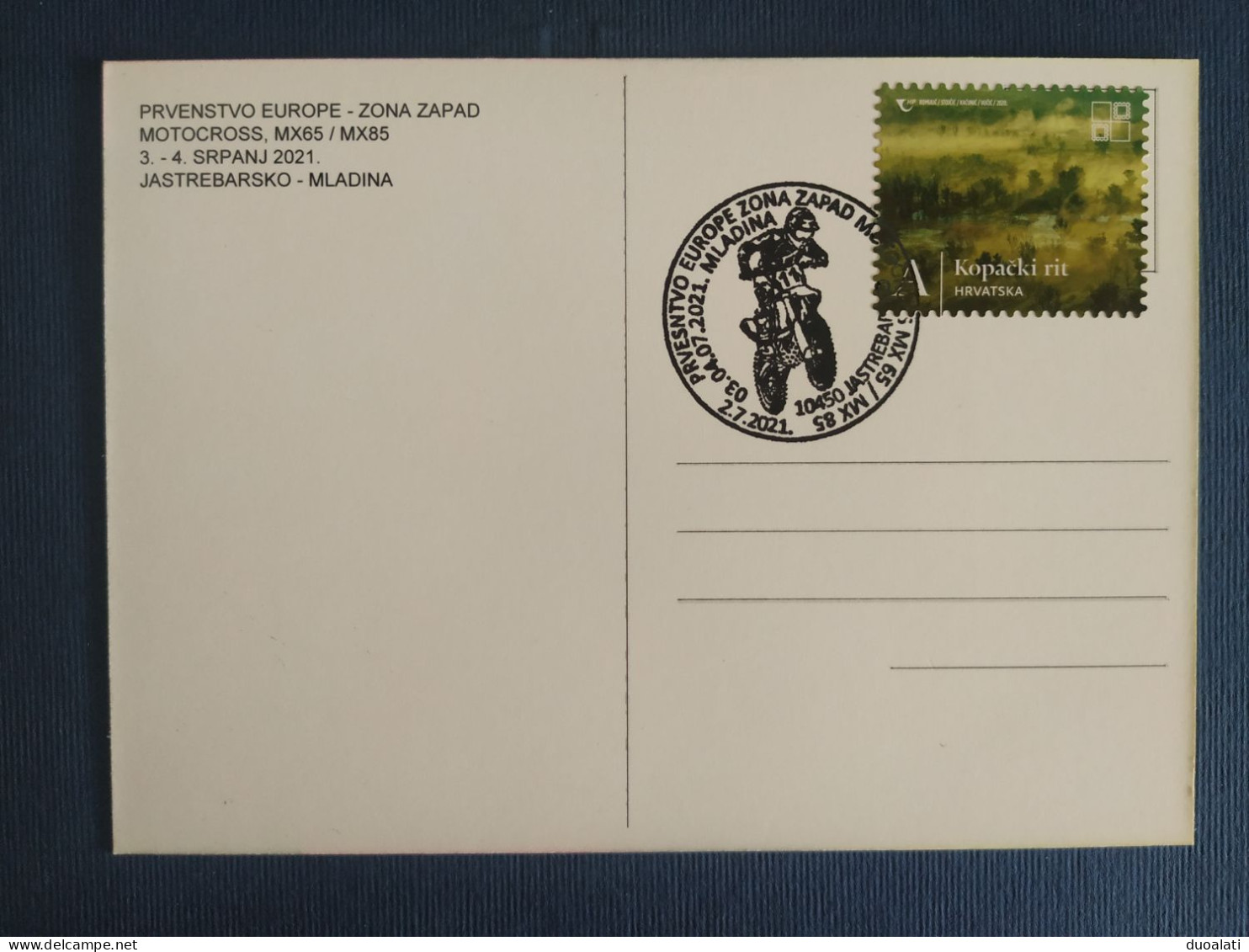 Croatia Hrvatska 2021 Jastrebarsko Motocross MX65 MX85 European Championship Zone West Motorbikes Stationery & Postmark - Motorbikes