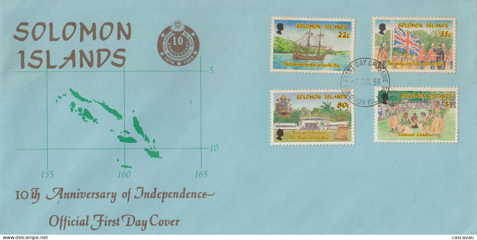 Enveloppe  FDC  1er  Jour    SOLOMON  ISLANDS   10éme   Anniversaire   De   L' Indépendance    1978 - Islas Salomón (1978-...)