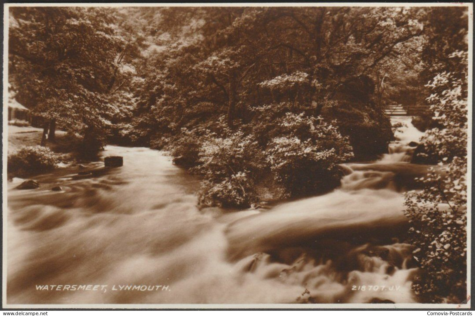 Watersmeet, Lynmouth, Devon, 1936 - Valentine's RP Postcard - Lynmouth & Lynton