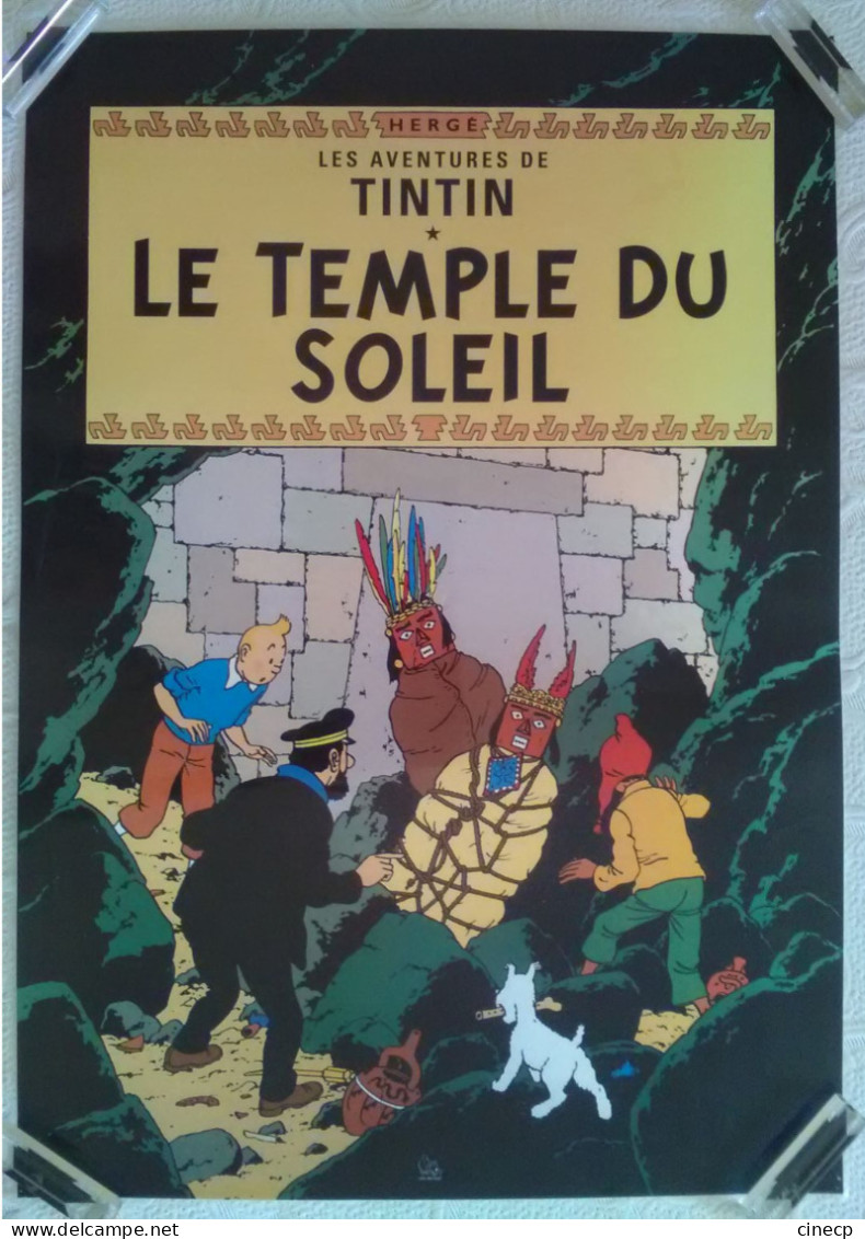 AFFICHE ANCIENNE PLASTIFIEE ALBUM TINTIN LE TEMPLE DU SOLEIL HERGE CAPITAINE HADDOCK - Affiches & Posters