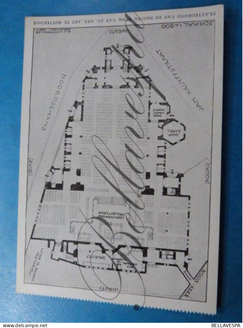 Parochie St. Antonius Abt -Oud Delfshaven. Rotterdam Architect A.J. Kropholler Nieuwe Kerk Grondplan 1926 - Rotterdam