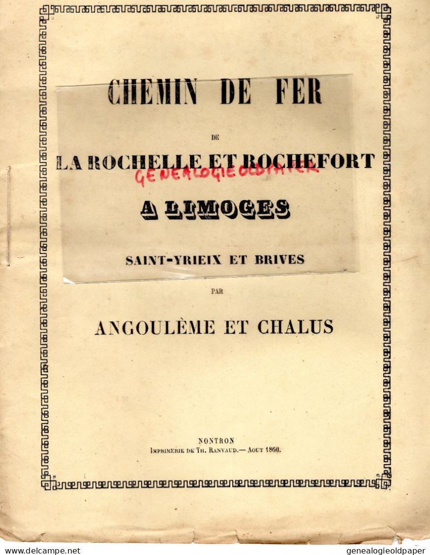 17-ROCHEFORT A LIMOGES -87-CHEMIN DE FER -RARE TRACE SAINT YRIEIX-ANGOULEME CHALUS-NONTRON-SAINT JUNIEN-AIXE -CHABANAIS - Documents Historiques