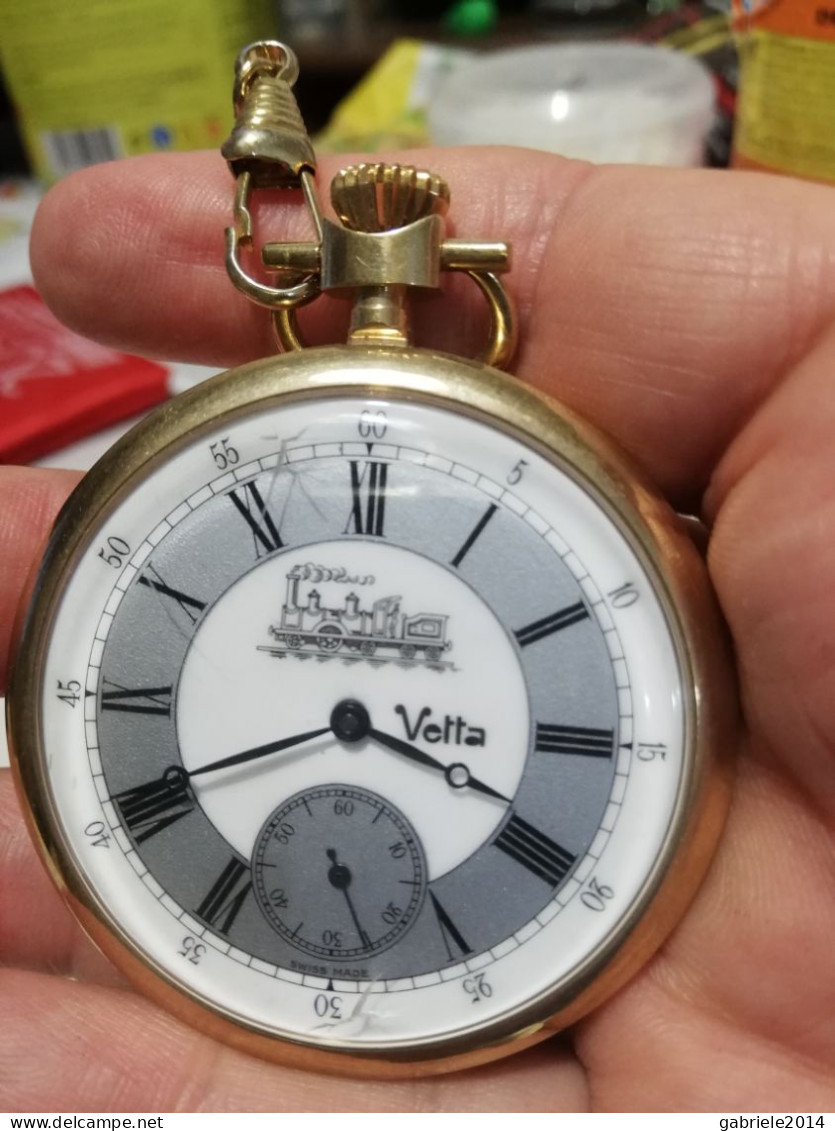 Orologio Da Tasca VETTA X Ferrovie Dello Stato Placcato Oro  Anni '80 - Otros & Sin Clasificación