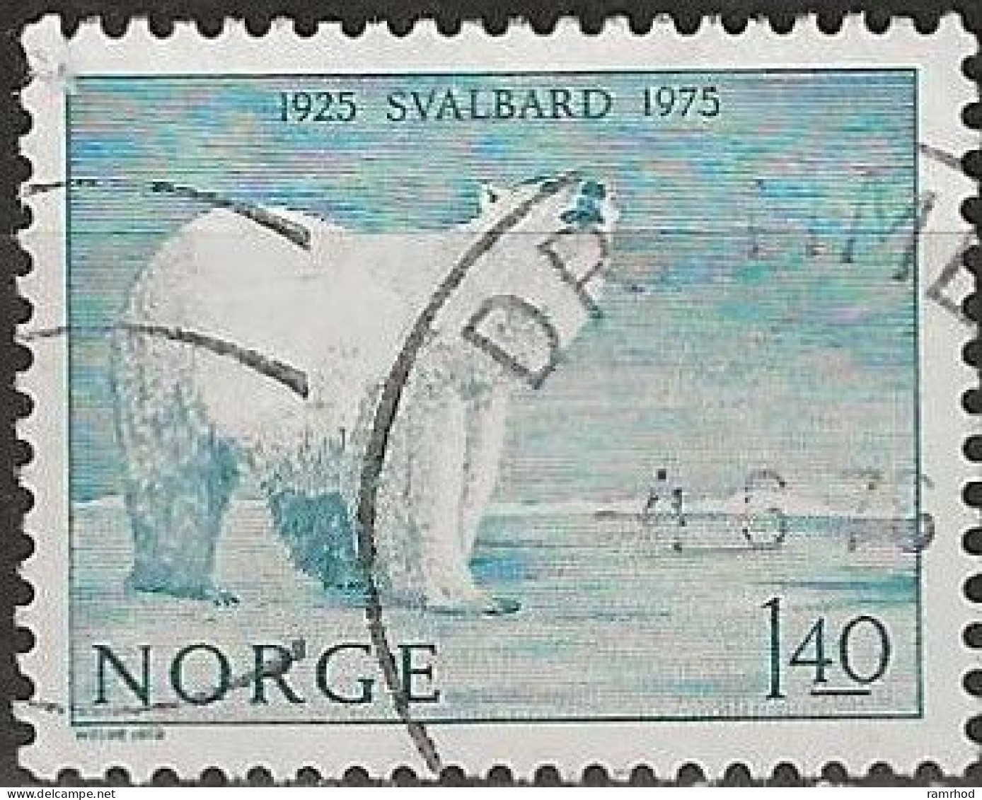 NORWAY 1975 50th Anniversary Of Norwegian Administration Of Spitzbergen - 1k.40, Polar Bear FU - Oblitérés