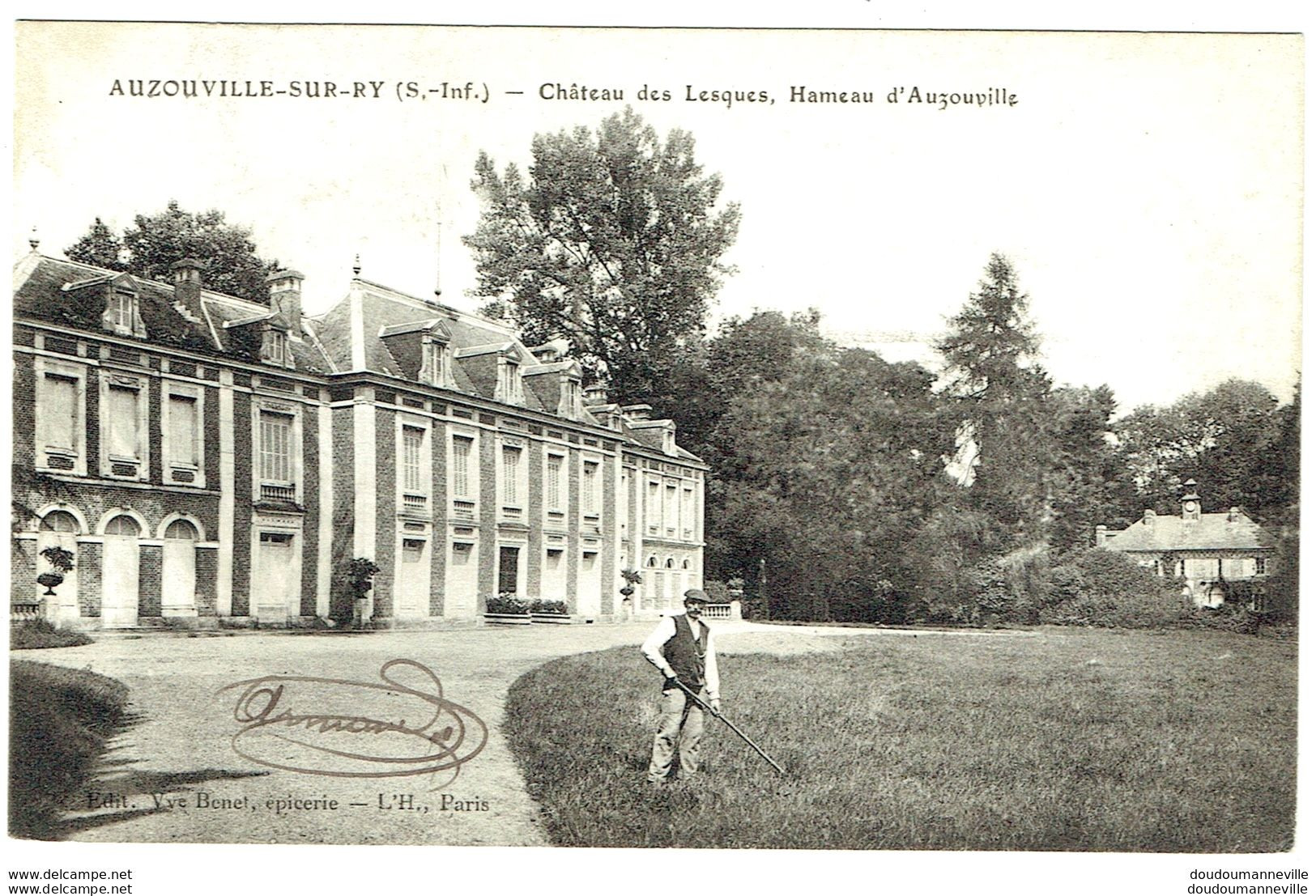 CPA - 76 - AUZOUVILLE SUR RY - Château Des Lesques - Jardinier - Architecture - Neufchâtel En Bray