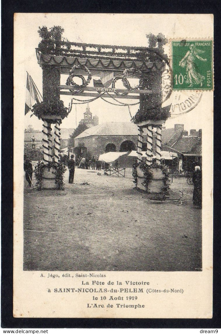 22 SAINT NICOLAS DU PELEM - La Fête De La Victoire Le 10 Aout 1919 - L'Arc De Triomphe - Saint-Nicolas-du-Pélem