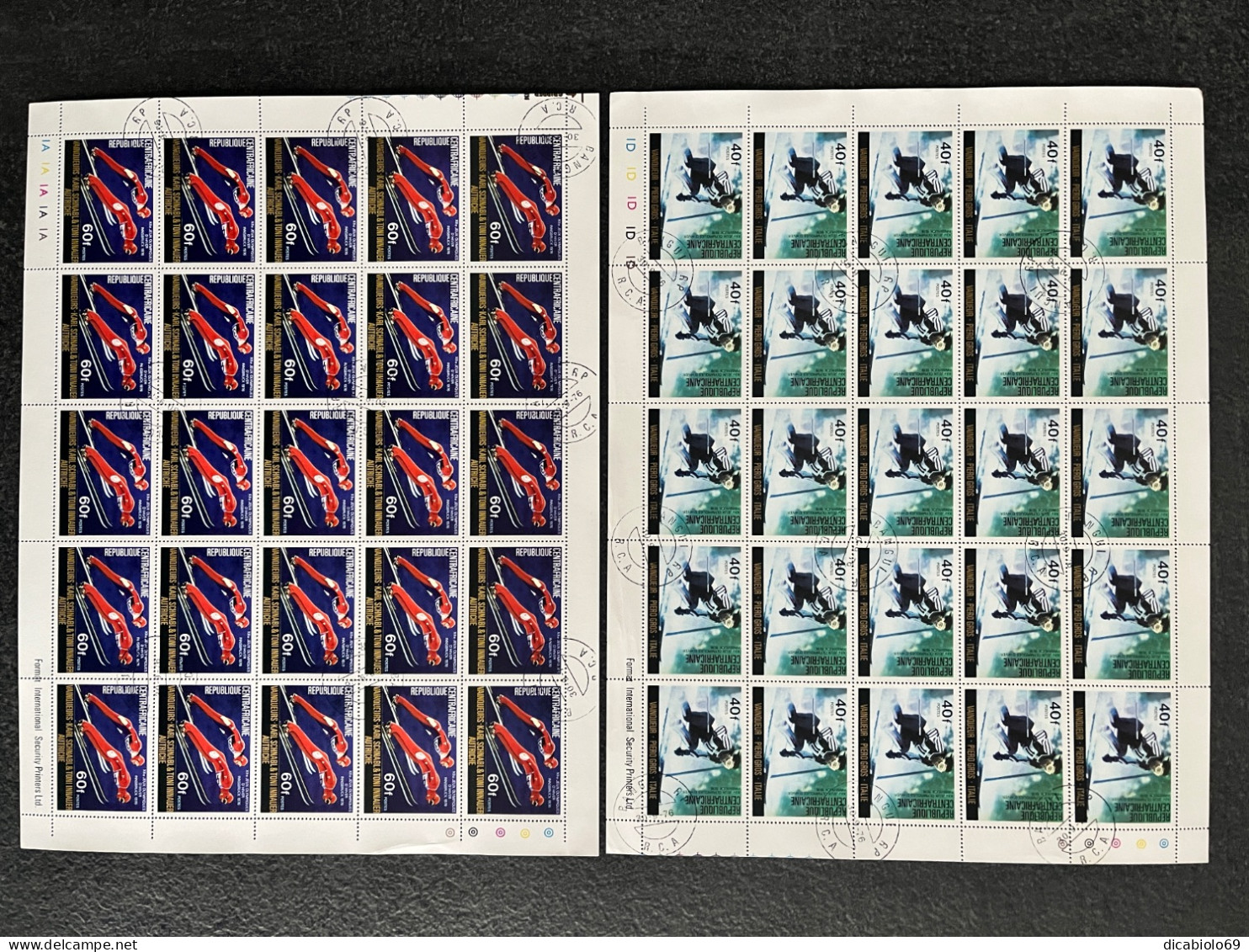 République Centrafricaine 1976 - N°262/263 + PA N°150/151 - Lot De 4 Feuilles Complètes (o) - Luxe - JO Innsbruck 1976 - Hiver 1976: Innsbruck