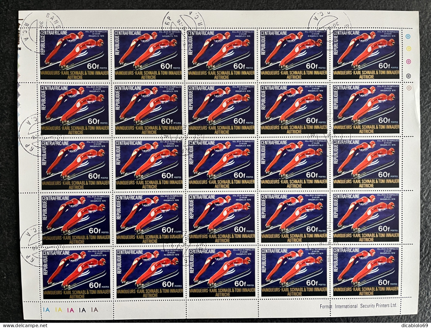 République Centrafricaine 1976 - N°262/263 + PA N°150/151 - Lot De 4 Feuilles Complètes (o) - Luxe - JO Innsbruck 1976 - Winter 1976: Innsbruck