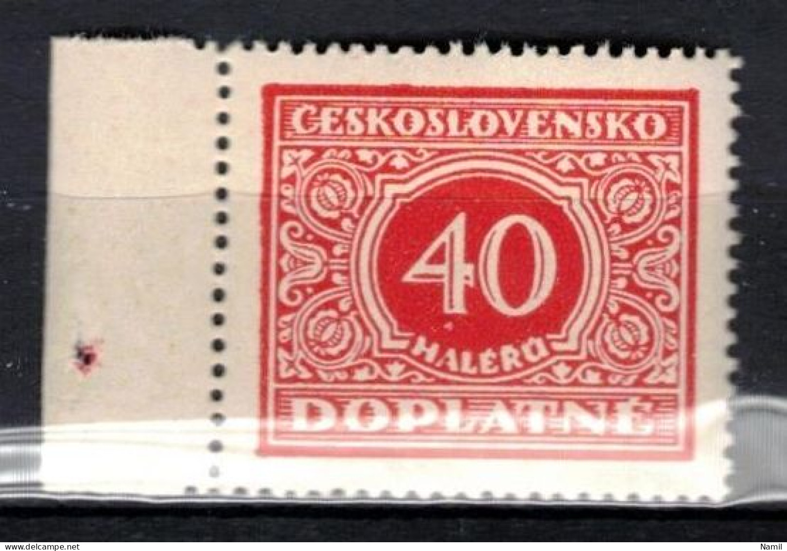 ** Tchécoslovaquie 1928 Mi P 59 (Yv TT 55), (MNH)** Varieté Position 41 - Errors, Freaks & Oddities (EFO)