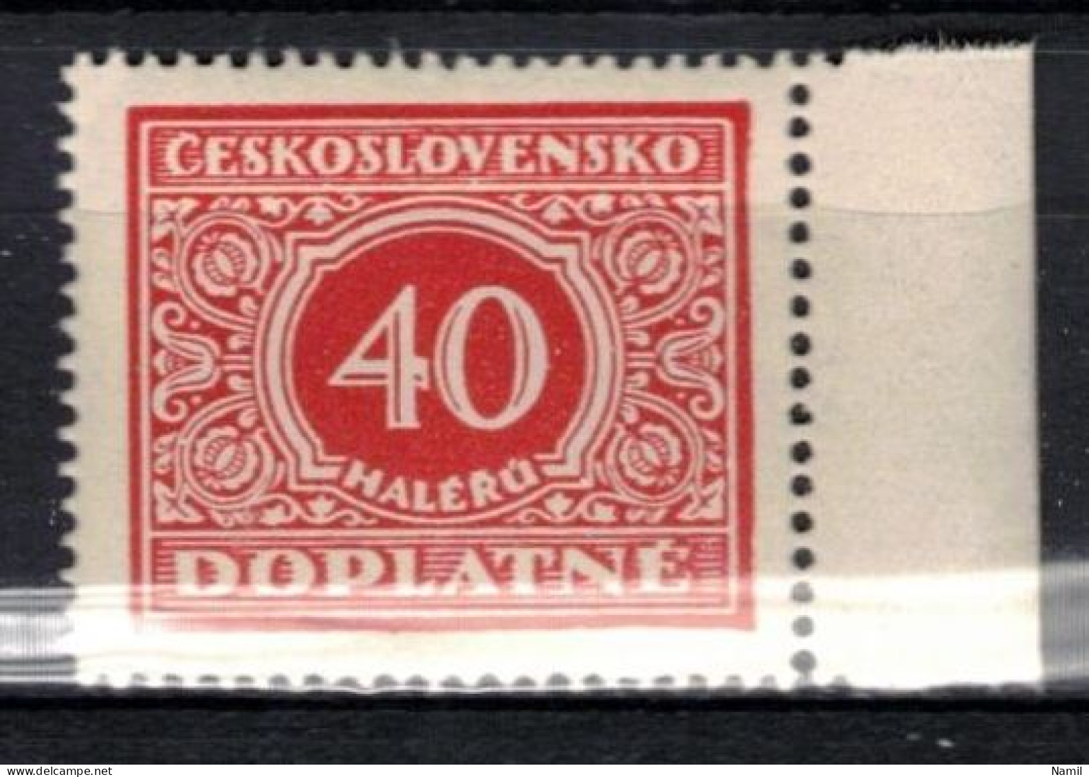 ** Tchécoslovaquie 1928 Mi P 59 (Yv TT 55), (MNH)** Varieté Position 80 - Abarten Und Kuriositäten