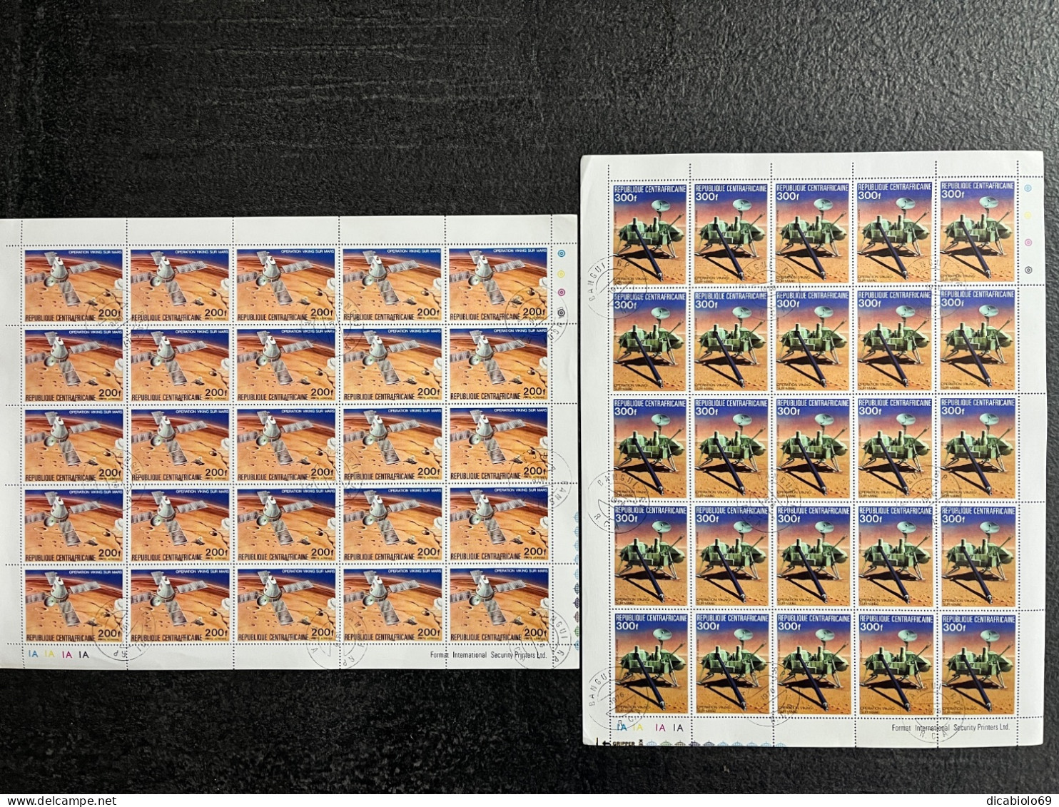 République Centrafricaine 1976 - N°265/266 + PA N°154/155 - Lot De 4 Feuilles Complètes (o) -Luxe- Opération Viking Mars - Africa