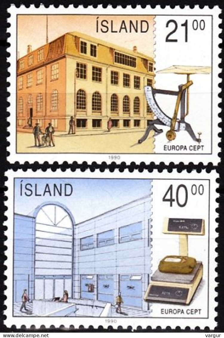 ICELAND / ISLAND 1990 EUROPA: Post Offices, Architecture. Complete Set, MNH - 1990