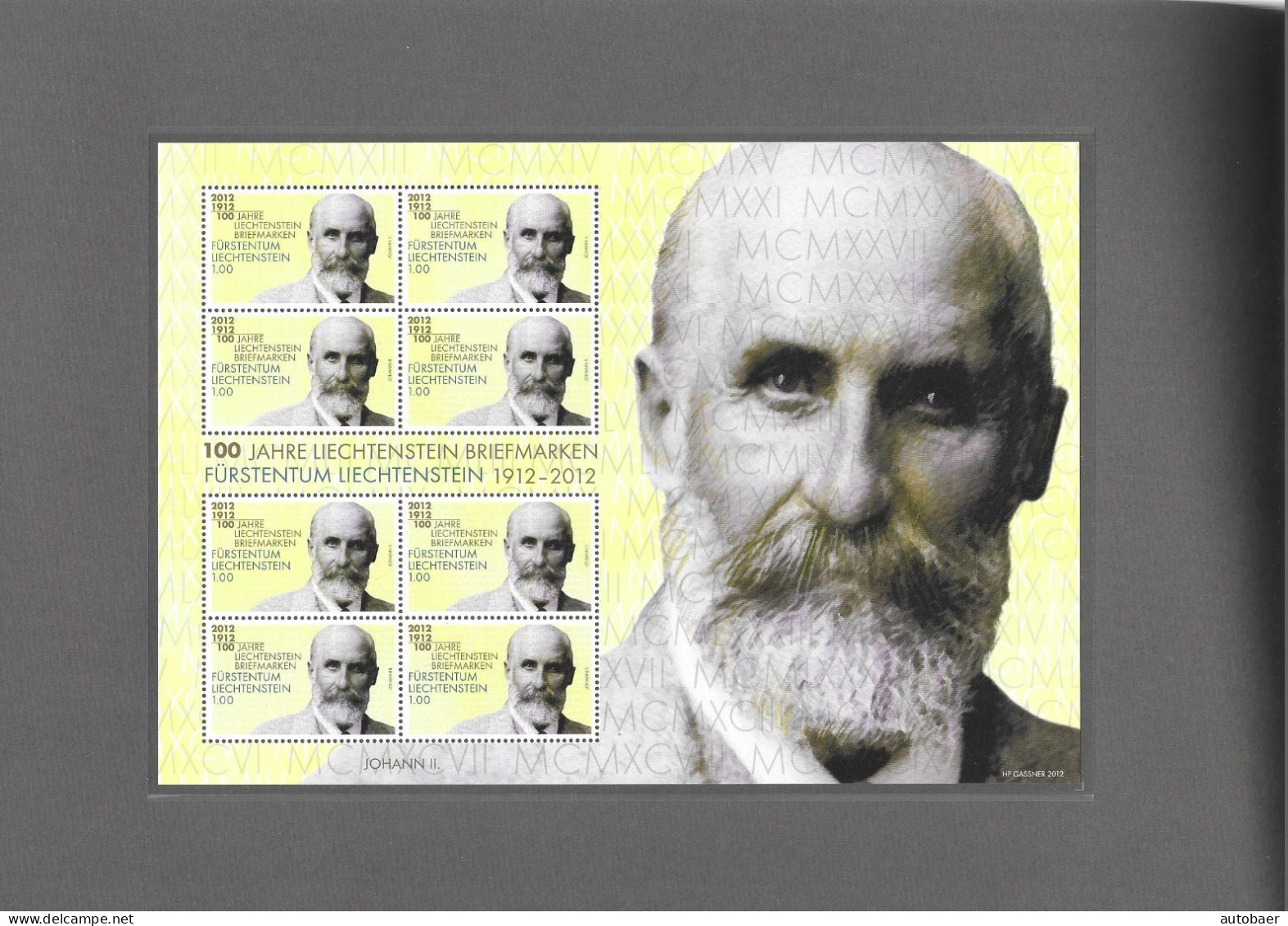 Liechtenstein 2012 100 Years Stamps 100 Jahre Briefmarken Mi. 1618-21 Bl. 21 Im Buch Siehe Beschreibung Folder - Autres & Non Classés