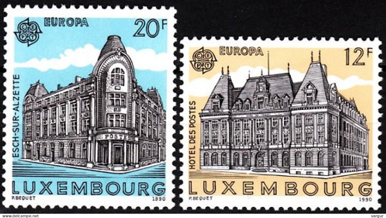 LUXEMBOURG / LUXEMBURG 1990 EUROPA: Post Offices, Architecture. Complete Set, MNH - 1990