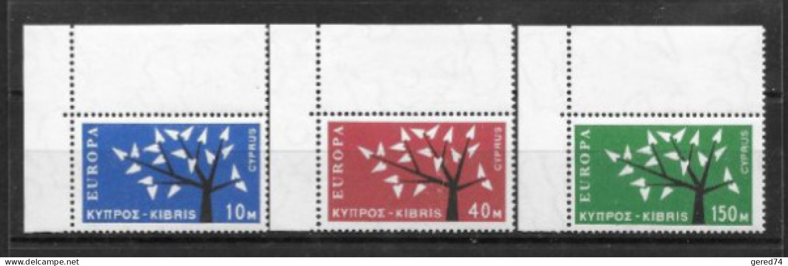 EUROPA - CEPT : Chypre N° 207 à 209 ** TB  (cote 75,oo €) - 1962