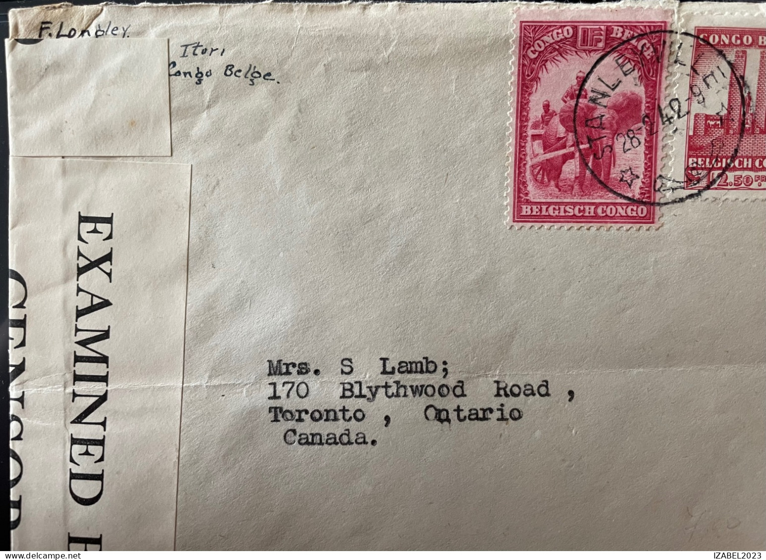 Lettre Censurée Du CongoB.v.Toronto, Canada. - Used Stamps