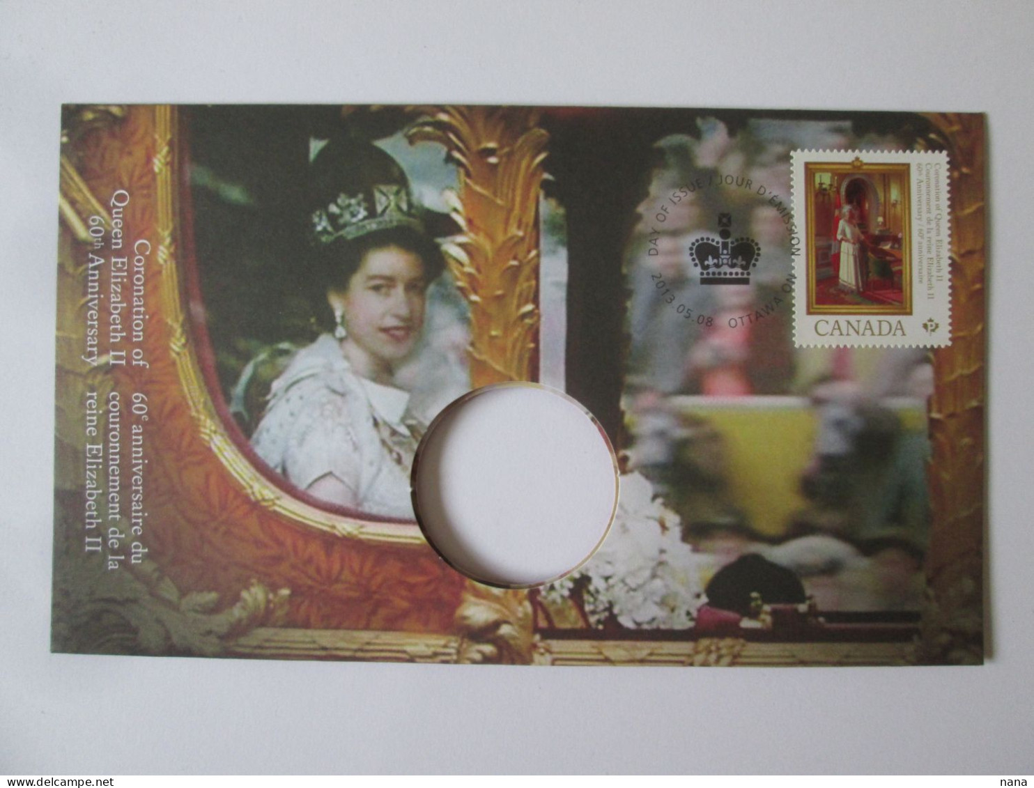 Canada Envel.philatelique Sans Monnaie,reine Elizabeth II,60e Anniv.tirage Limite A 10000/Philat.cover Without Coin2013 - Brieven En Documenten