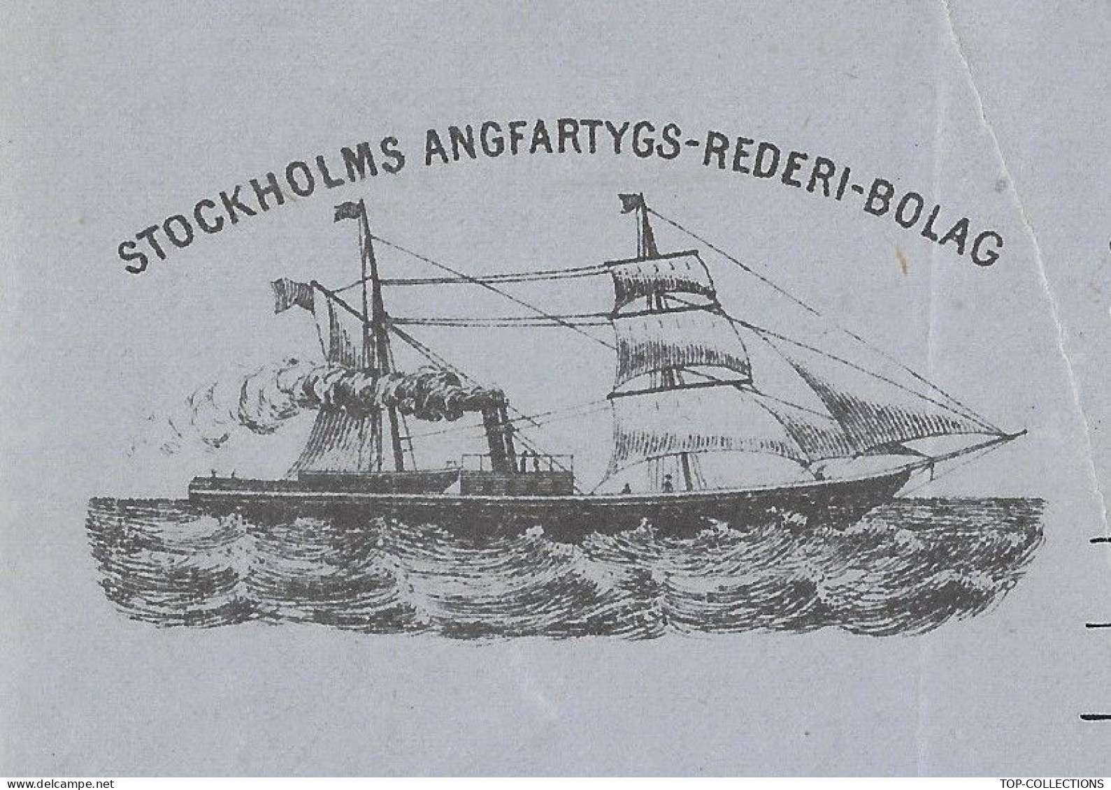 NAVIGATION 1876 ENTETE STOCKHOLMS ANFARTYGS REDERI BOLAG Bordeaux Pour Stockholm Suède Eau De Vie Otard Dupuy Cognac - 1800 – 1899