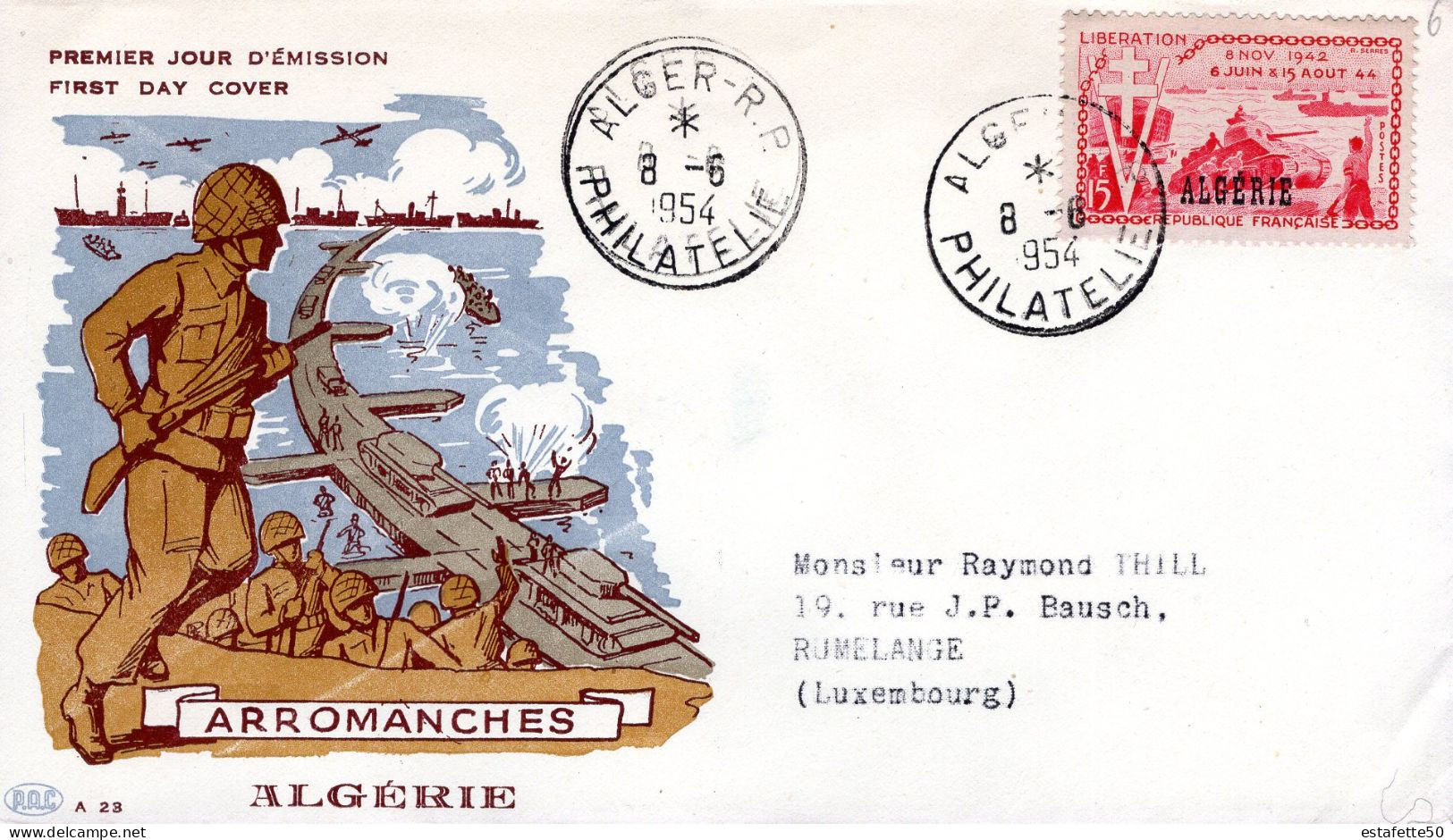 Algérie ; France ;FDC 1954, " Arromanches " - FDC