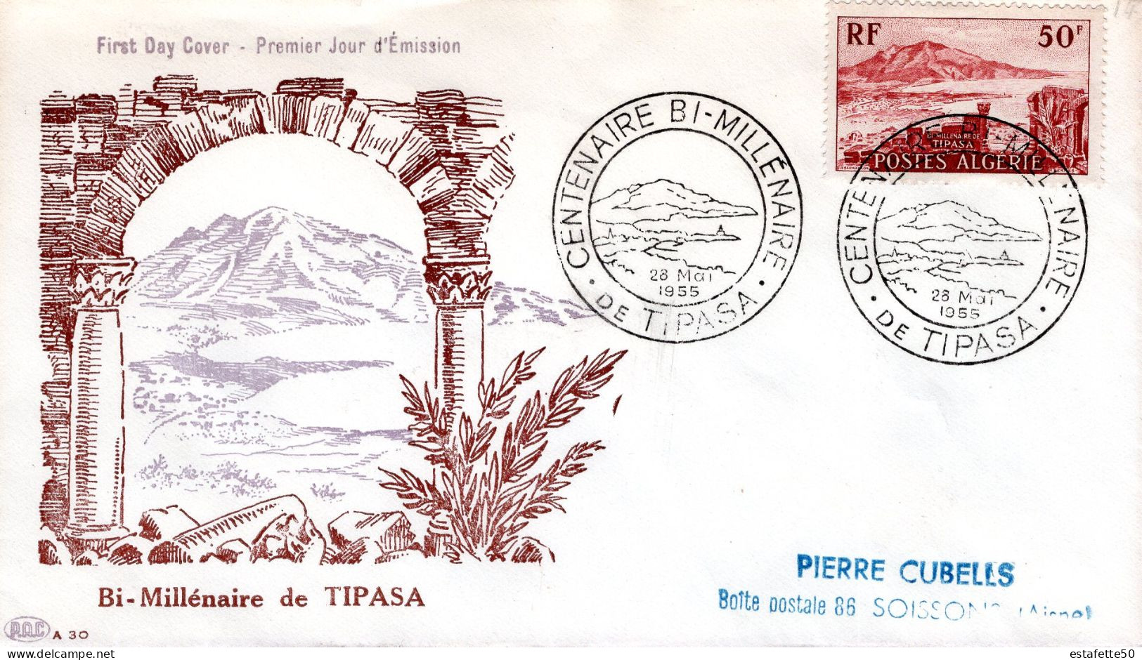 Algérie ; France ;FDC 1955, " Bi-millénaire De Tipasa " - FDC