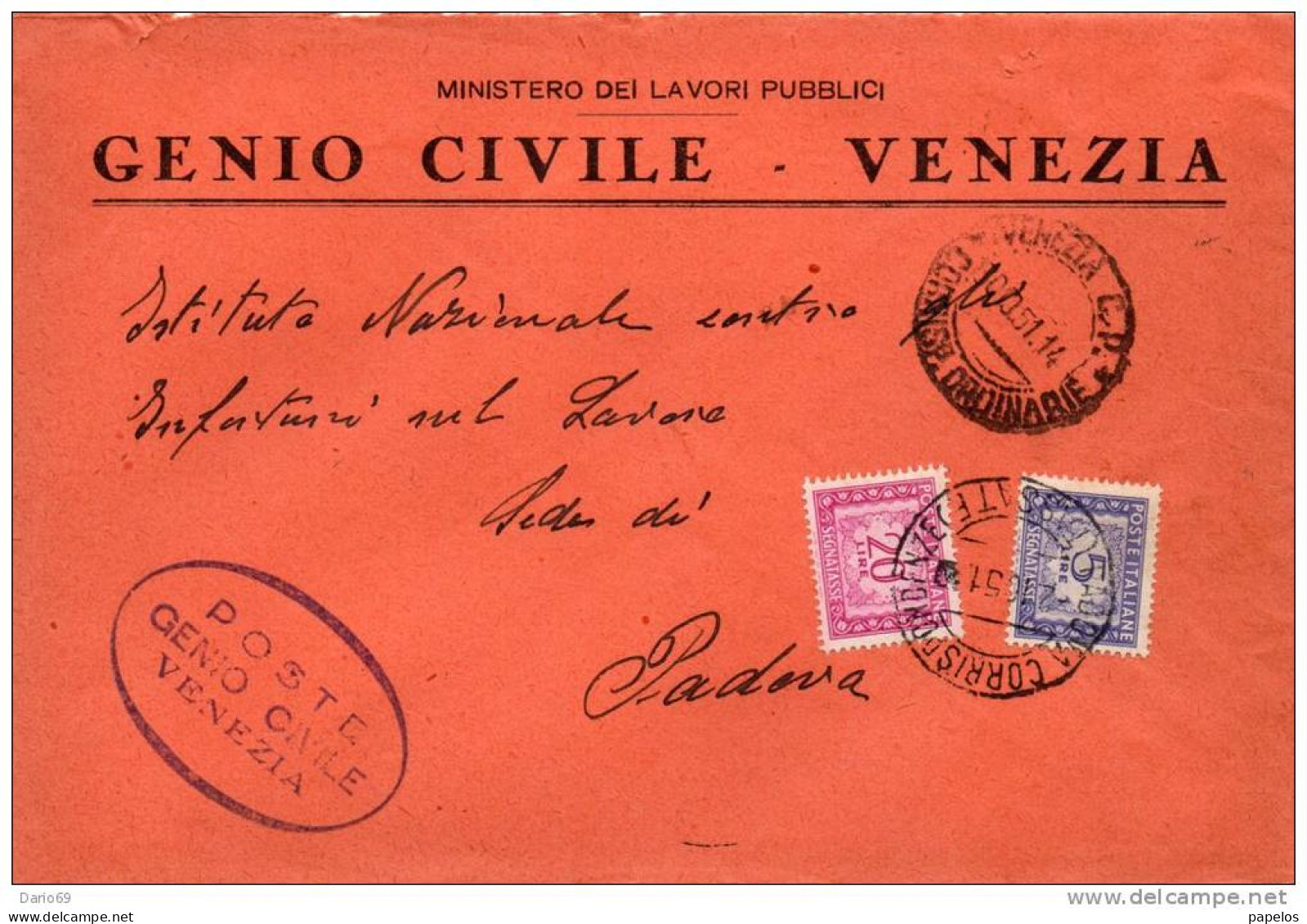 1951  LETTERA CON ANNULLO VENEZIA - Taxe