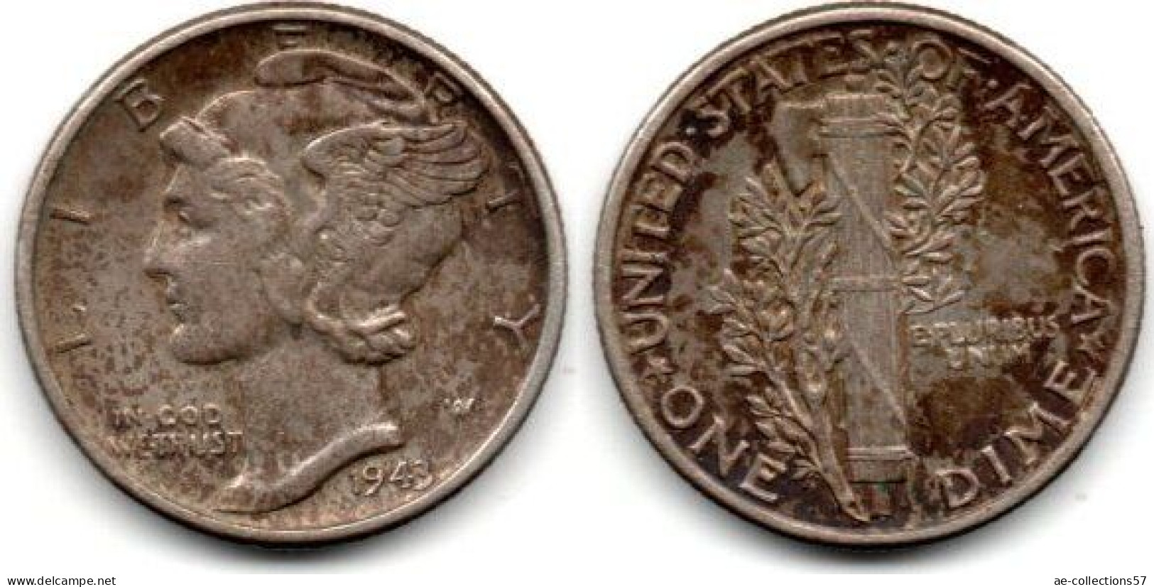 MA 28969  / USA 1 Dime 1943 TTB - 1916-1945: Mercury