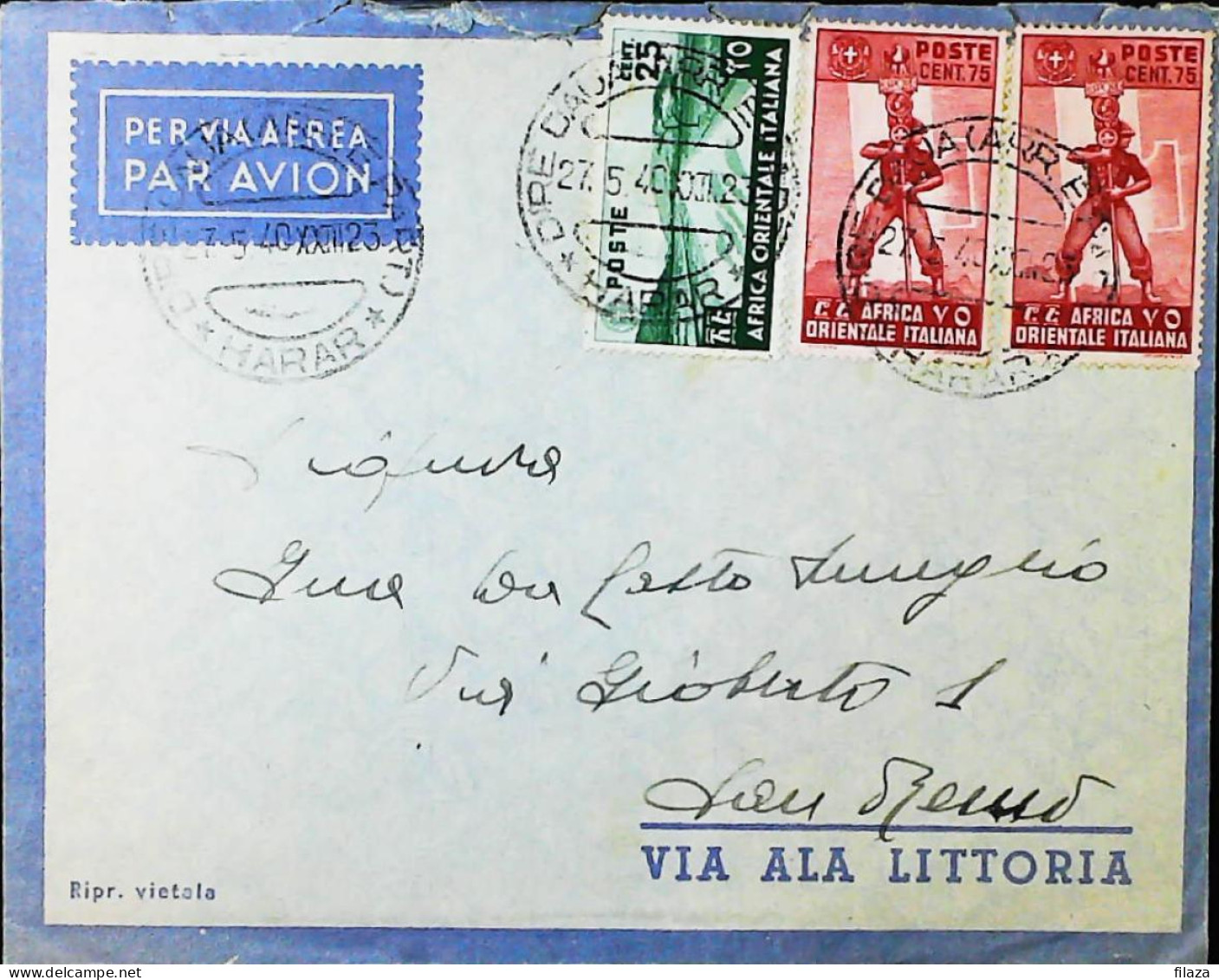 ITALIA - COLONIE - AOI - Lettera Da DIRE DAUA 1940- S6039 - Africa Oriental Italiana