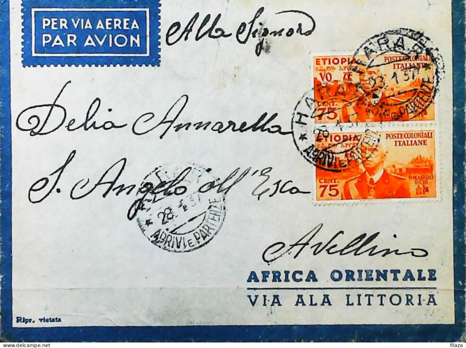 ITALIA - COLONIE -  ETIOPIA C.75 COPPIA Lettera - S6069 - Ethiopie