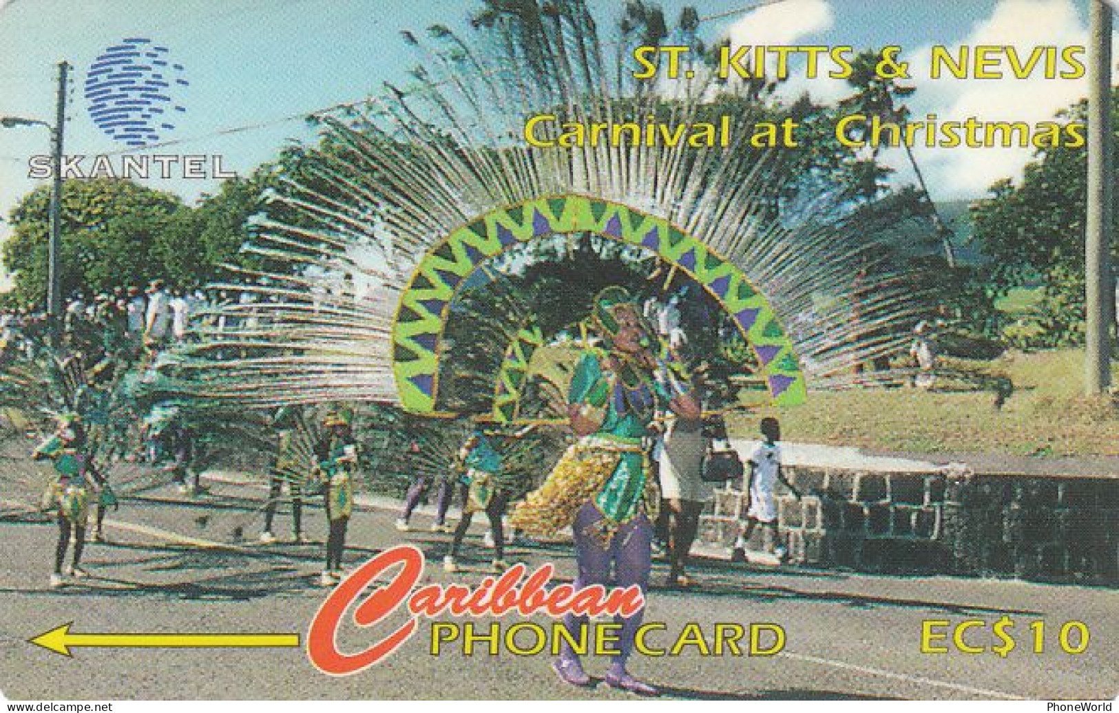 ST.Kitts,16CSKA000734  EC$10  1995, Issue 400ex, Carnival At Christmas, Fine Used - St. Kitts & Nevis