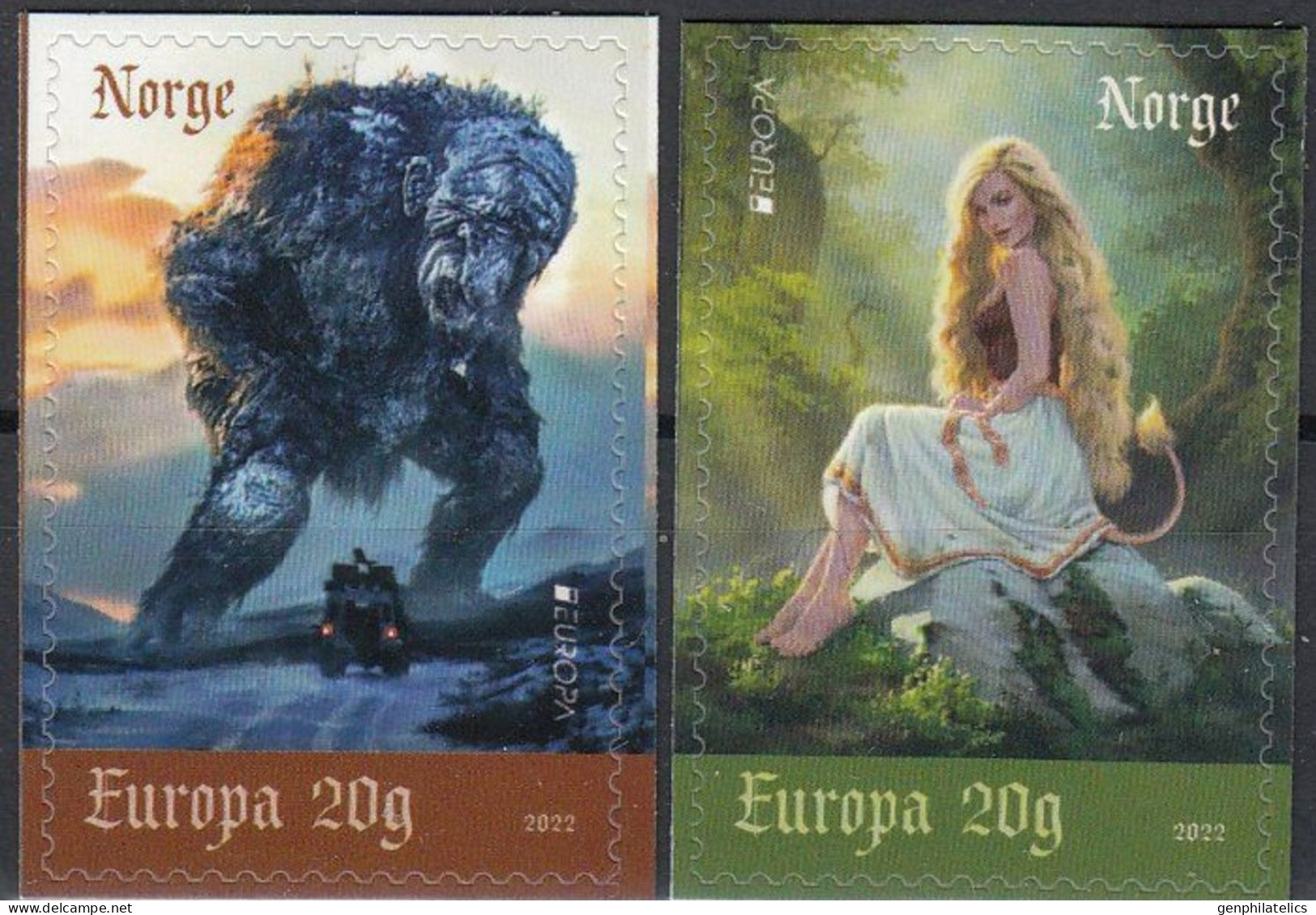 NORWAY 2022 Europa CEPT. Stories & Myths - Fine Set (self-adhesive) MNH - Unused Stamps