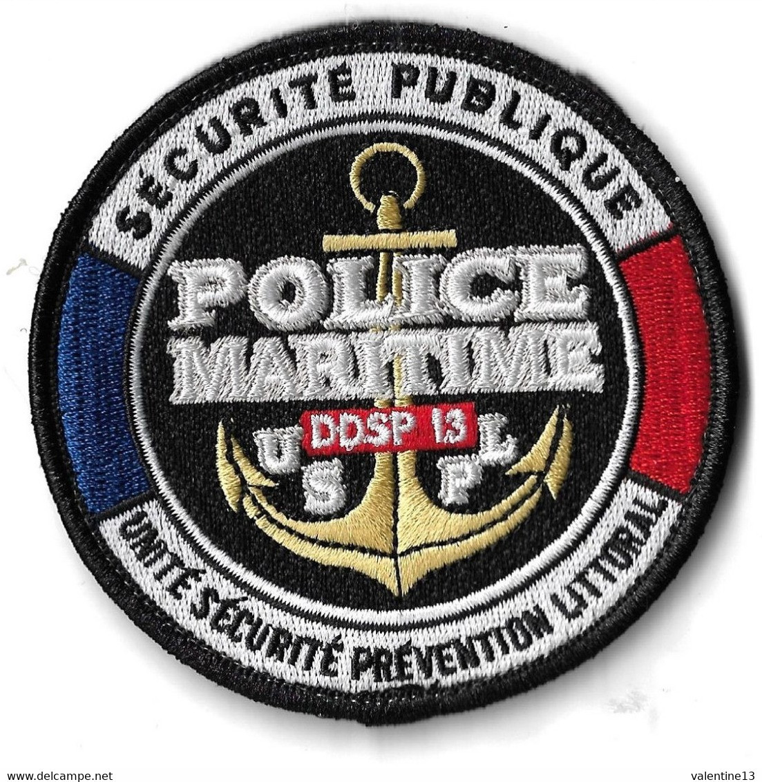 Ecusson Police Maritime DDSP 13 U.S.P.L Marseille Unité Sécurité Police Littoral - Ecussons Tissu