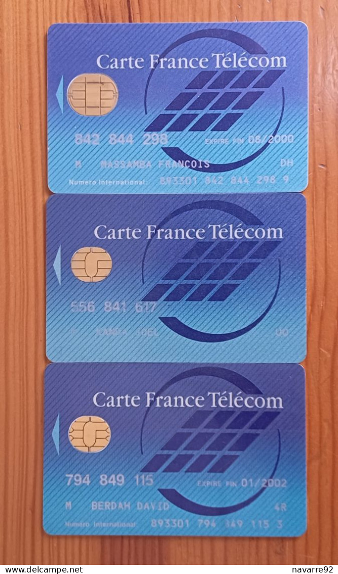 LOT DE 3 ANCIENNES CARTES A PUCES DIFFERENTES FRANCE TELECOM B.E !!! - Autres & Non Classés