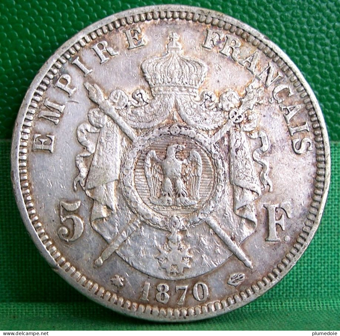MONNAIE NAPOLEON III, 5 FRANCS 1870 A PARIS  , Tête Laurée Argent   Old Silver FRANCE COIN - 5 Francs