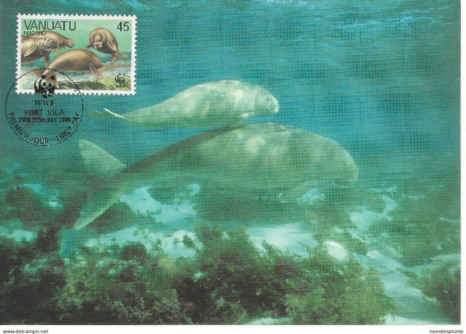 26094 ) Vanuatu WWF 1988 Dugong Maxi Postcard Cover - Vanuatu (1980-...)