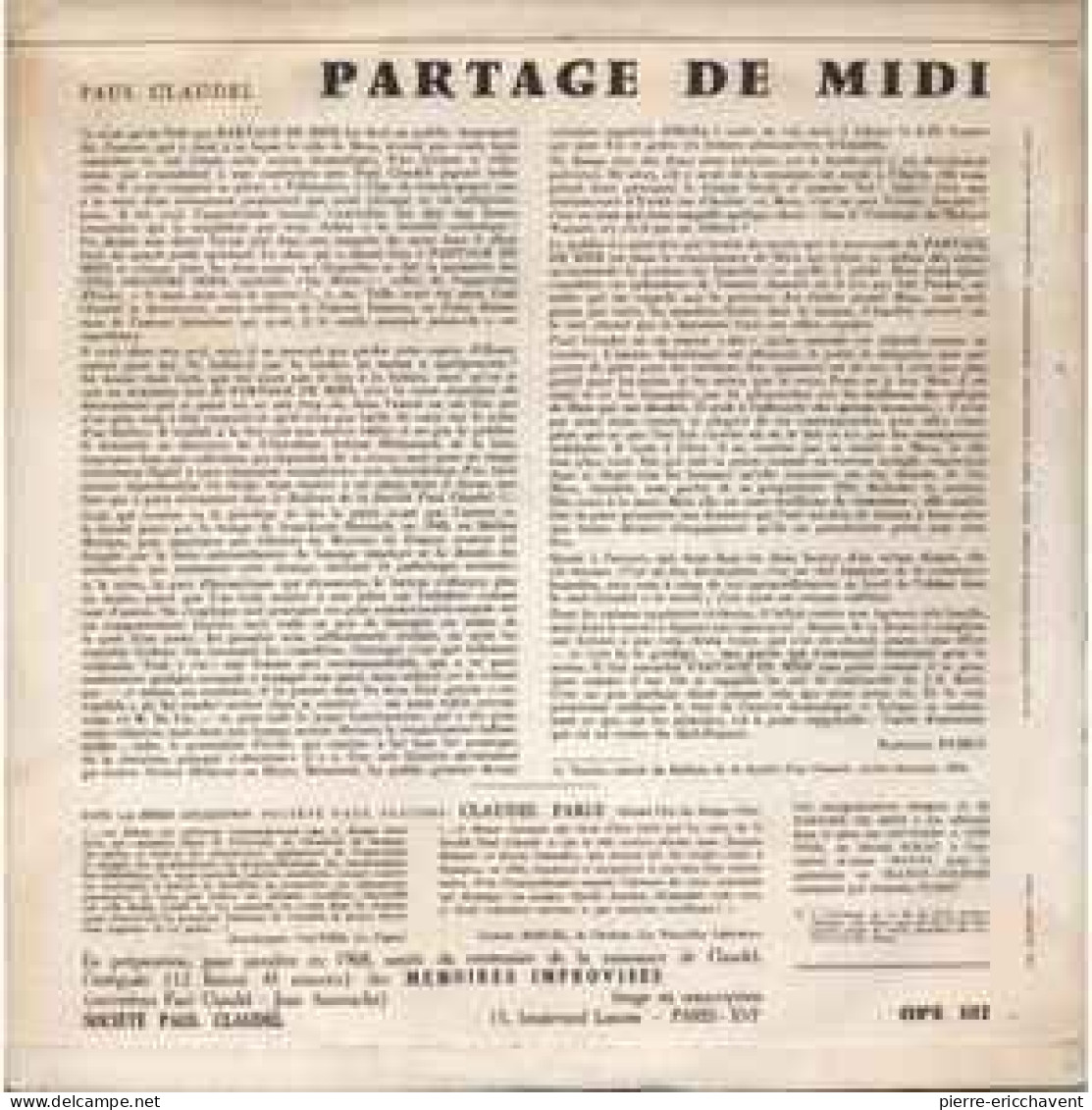 Alain Cuny - Partage De Midi - Special Formats