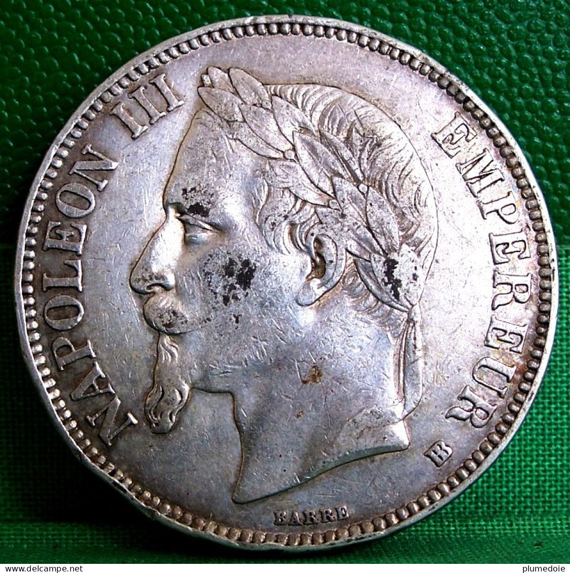MONNAIE NAPOLEON III, 5 FRANCS 1869 BB STRASBOURG  , Tête Laurée Argent   Old Silver FRANCE COIN - 5 Francs