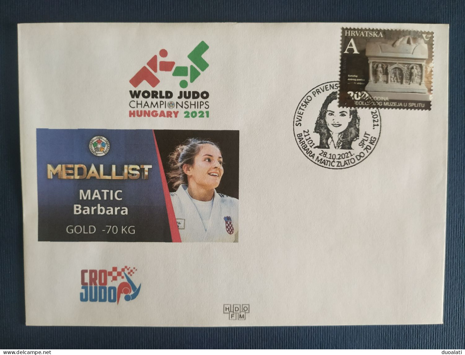 Croatia Hrvatska 2021 World Judo Championships Hungary Barbara Matić Gold Winner Cover & Commemorative Postmark - Judo