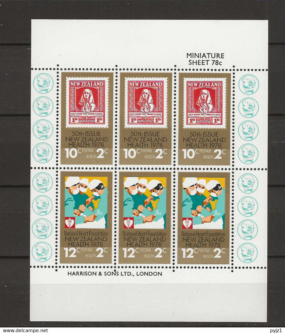 1978 MNH New Zealand Health Sheetlets Postfris** - Blocks & Kleinbögen