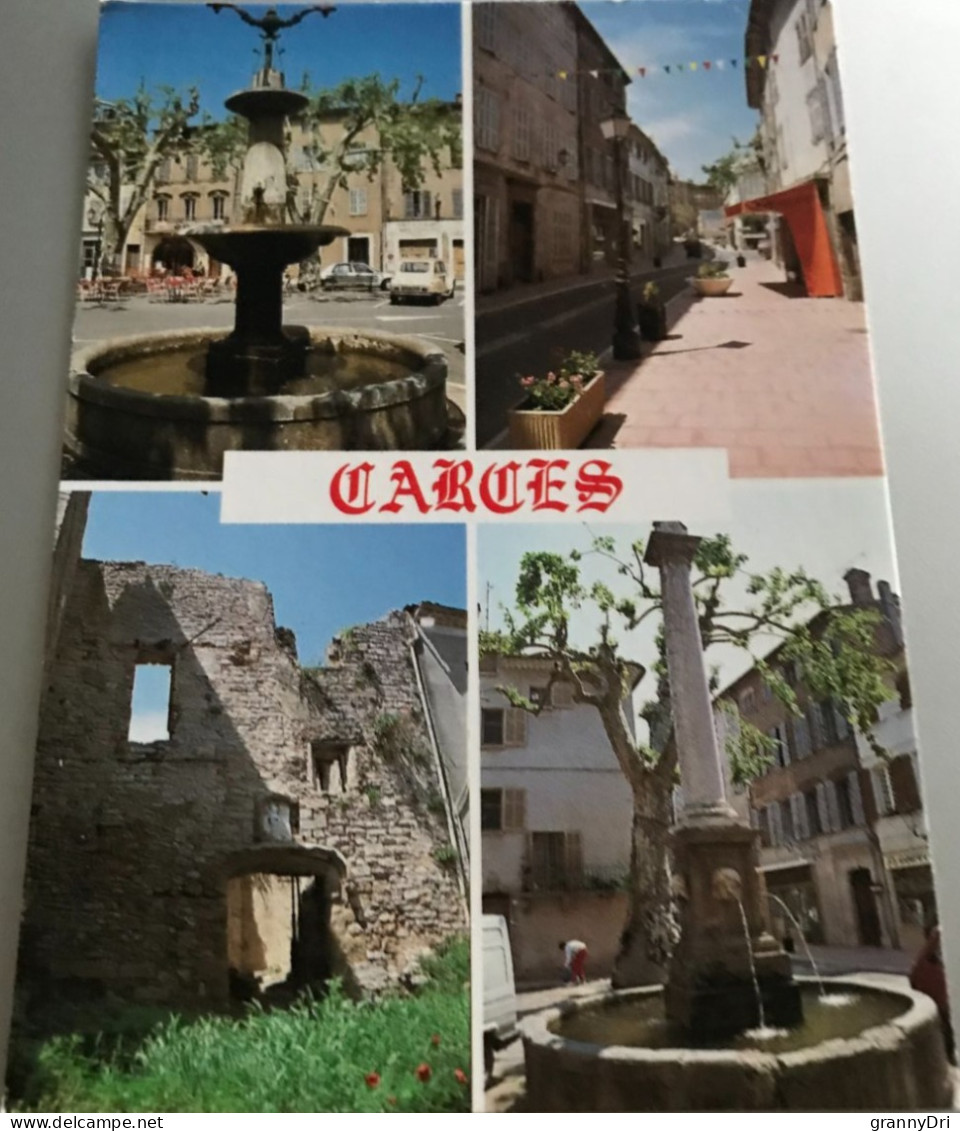 83 Carces  1989 4 Vues Fontaines Place Gabriel Peri Et De La Mairie Rue Marechal Foch Ruine Du Chateau Cafe 2cv -ed Nep - Carces