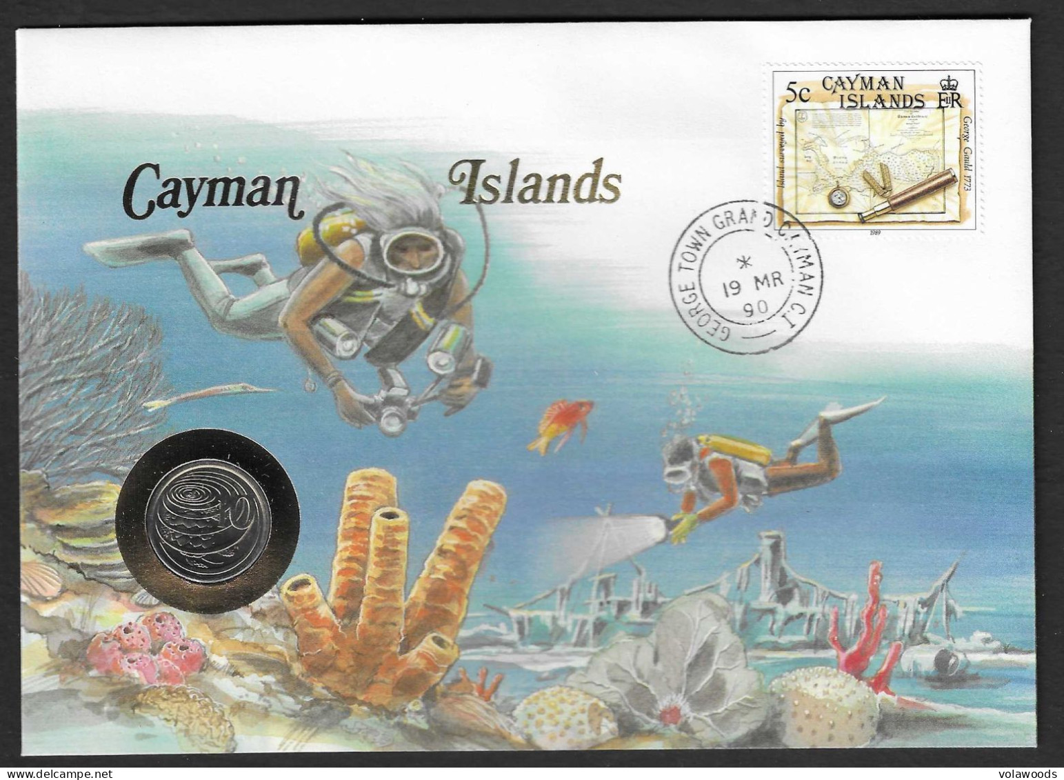 Cayman - Busta Commemorativa Con Moneta FdC Da 10 Pence Km89 - 1987 - Caimán (Islas)