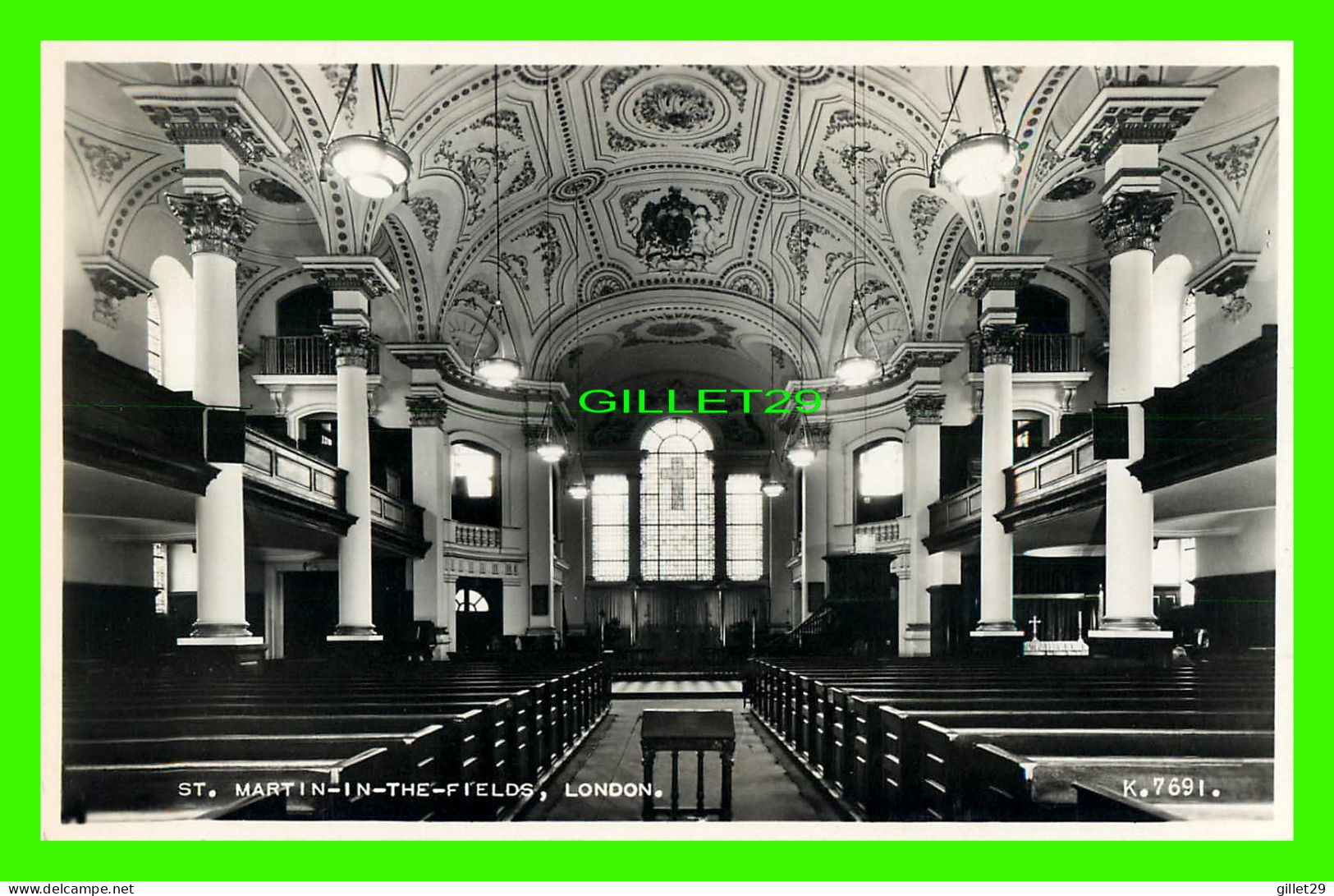 LONDON, UK - ST MARTIN-IN-THE-FIELDS, INTERIOR - REAL PHOTOGRAPH - VALENTINE & SONS LTD - - London Suburbs