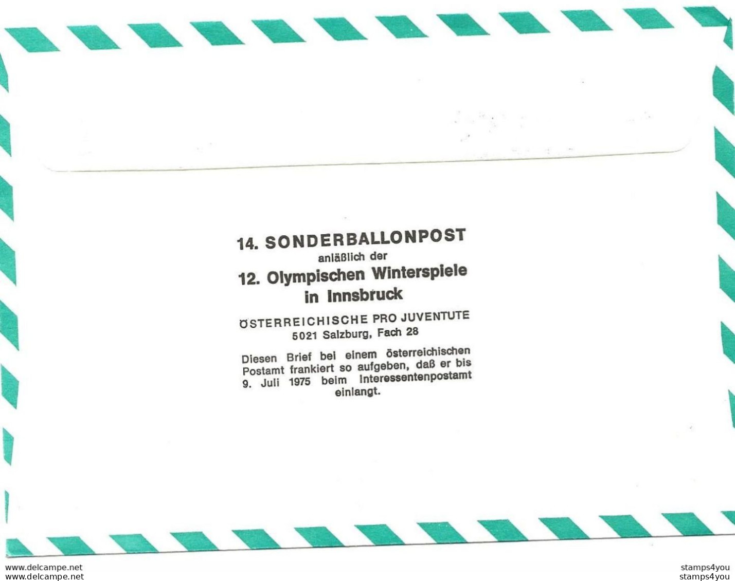 53 - 75 - Enveloppe D'Autriche Vol Ballon Jeux Olympique 1976 - 14. Sonderballonpostflug Innsbruck - Winter 1976: Innsbruck
